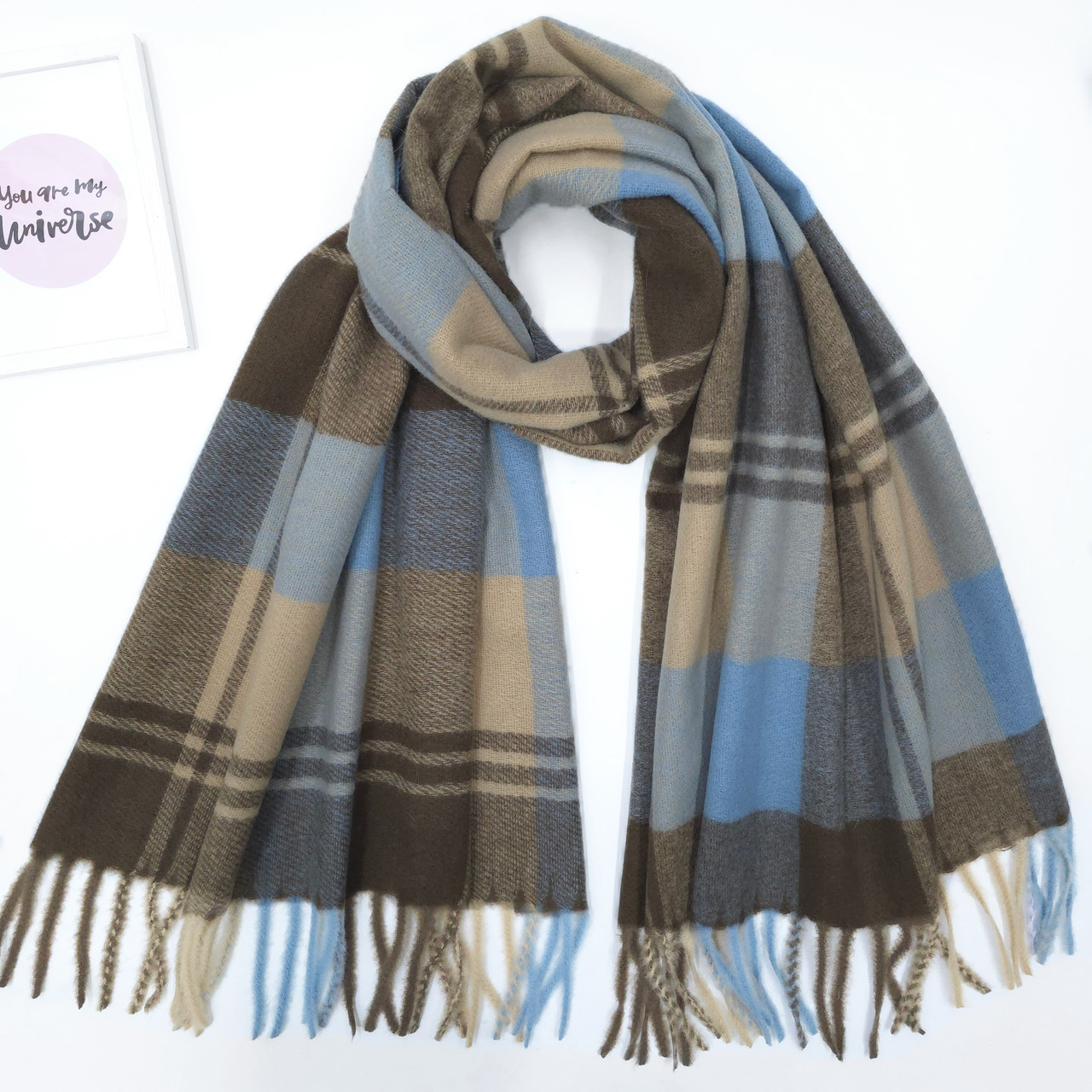 ШАРФ жіночий зимовий M&JJ ДУБАЙ 65х190 см джинс 8316, фото 1