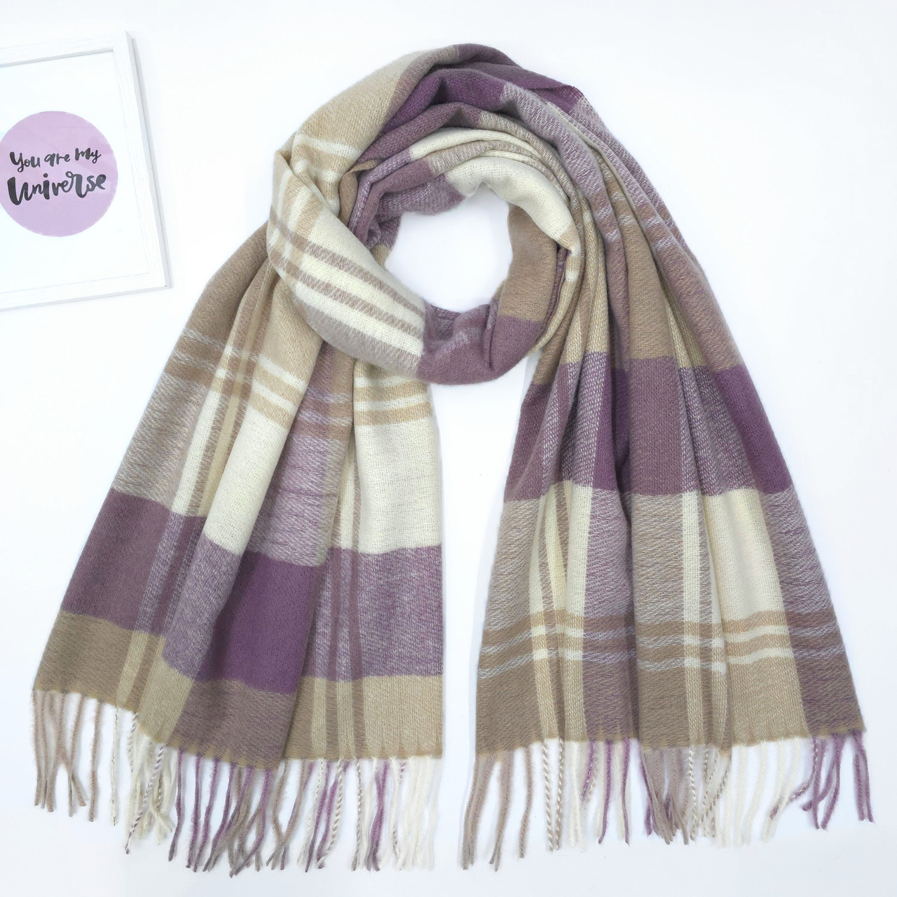 ШАРФ жіночий зимовий M&JJ ДУБАЙ 65х190 см ліловий 8315, фото 1