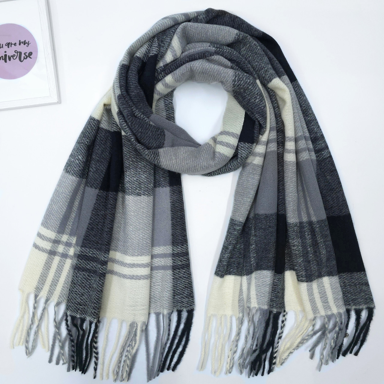 ШАРФ жіночий зимовий M&JJ ДУБАЙ 65х190 см сірий 8318, фото 1