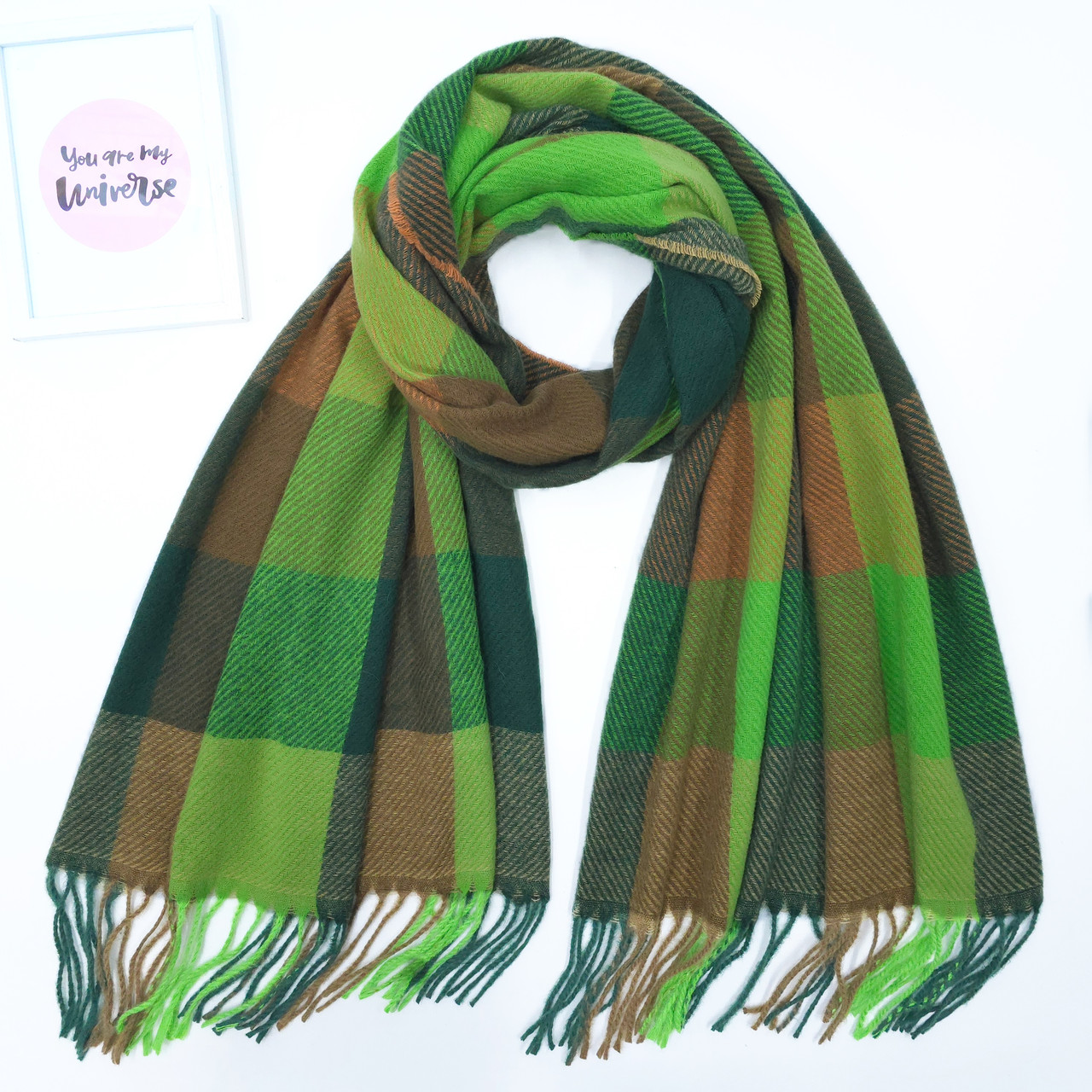 ШАРФ жіночий зимовий M&JJ МАЙАМІ 65х190 см зелений 8522, фото 1