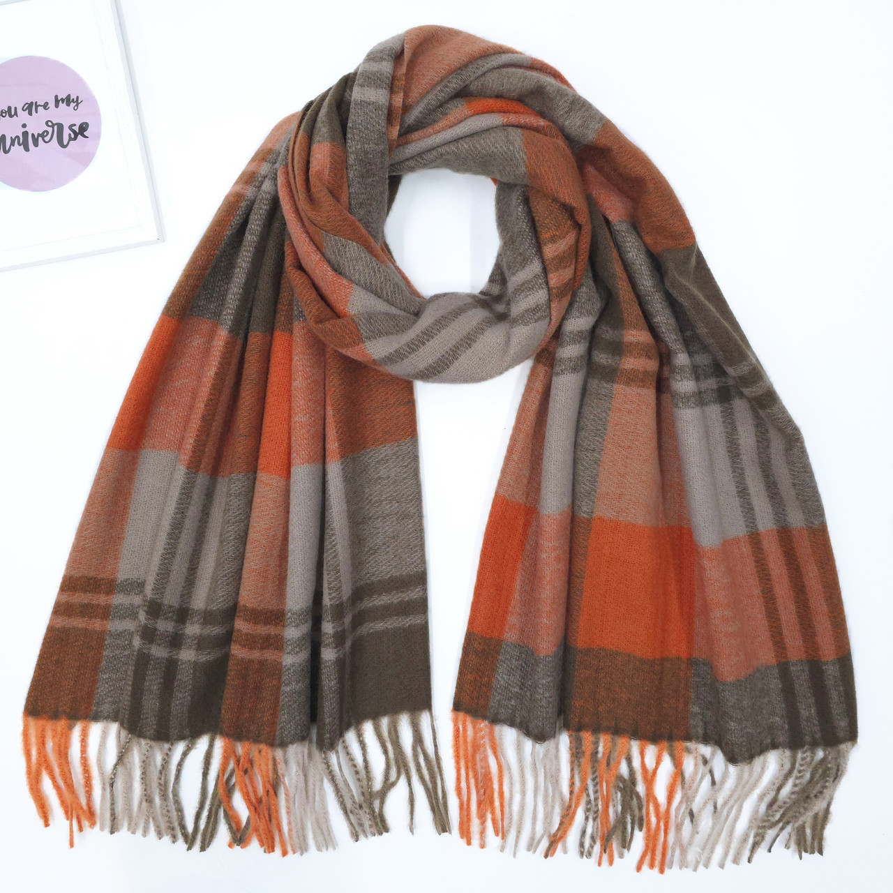 ШАРФ жіночий зимовий M&JJ ДУБАЙ 65х190 см теракот  8312, фото 1