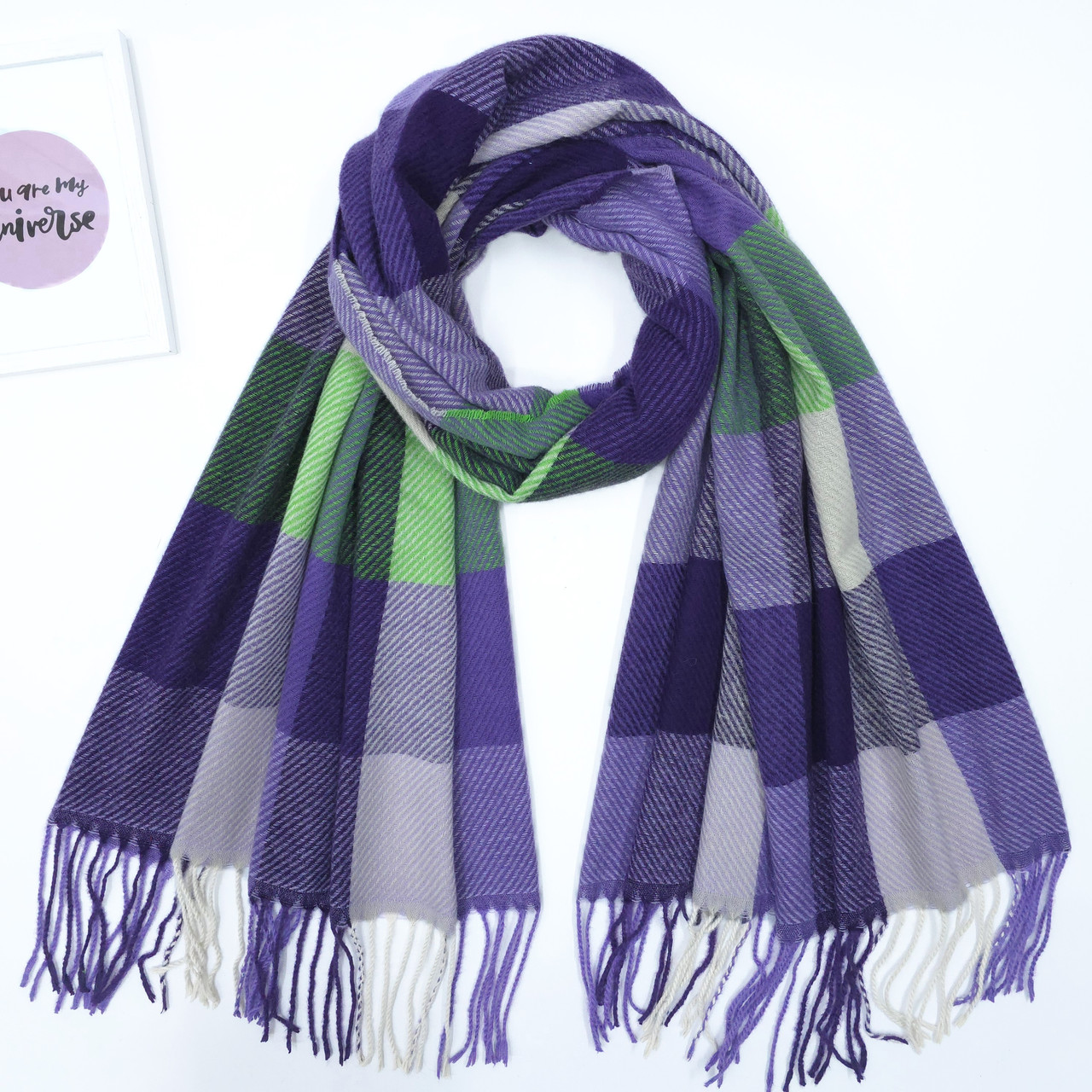 ШАРФ жіночий зимовий M&JJ МАЙАМІ 65х190 см аметист 8527, фото 1