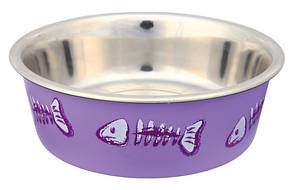 25270 Trixie Stainless миска металева на гумі, 250 мл, фіолетовий