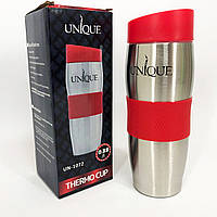 Термокухоль UNIQUE UN-1072 0.38 л, Термос з нержавійки металевий, Термоси для фітнесу. Колір: червоний