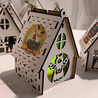 Новорічний підсвічник білий Нічник новорічний з принтом 2025 "Ангелок" Розмір:12*8*8 см