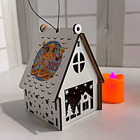 Новорічний підсвічник білий Нічник новорічний з принтом 2025 "Ялинки" Розмір:12*8*8 см