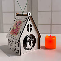 Новорічний підсвічник білий Нічник новорічний з принтом 2025 "Сніговик" Розмір:12*8*8 см