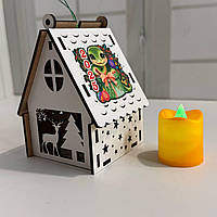 Новорічний підсвічник білий Нічник новорічний з принтом 2025 "Ялинка" Розмір:12*8*8 см