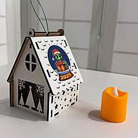 Новорічний підсвічник білий Нічник новорічний з принтом 2025 "Ялинки" Розмір:12*8*8 см