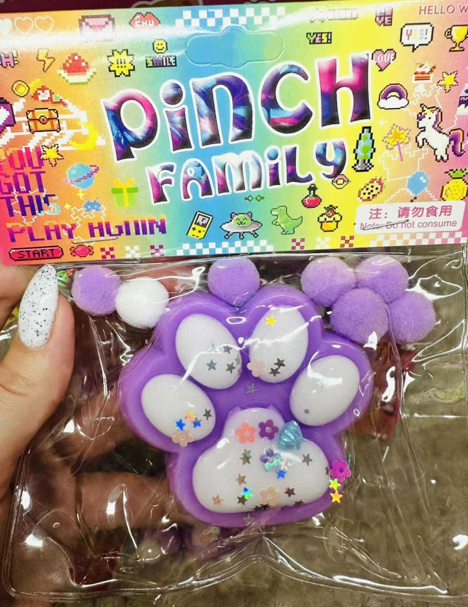 Іграшка-антистрес ОПТОМ Сквіш Котяча Лапка 7 см / Таба лапка м' яка Фіолетово Білий М-12, фото 1