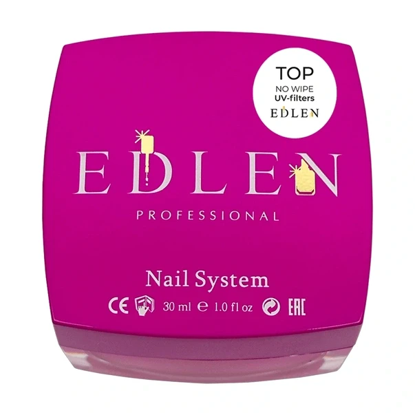 Топ для нігтів Top no wipe Edlen no UV-filters для темних відтінків, 30 мл, фото 1