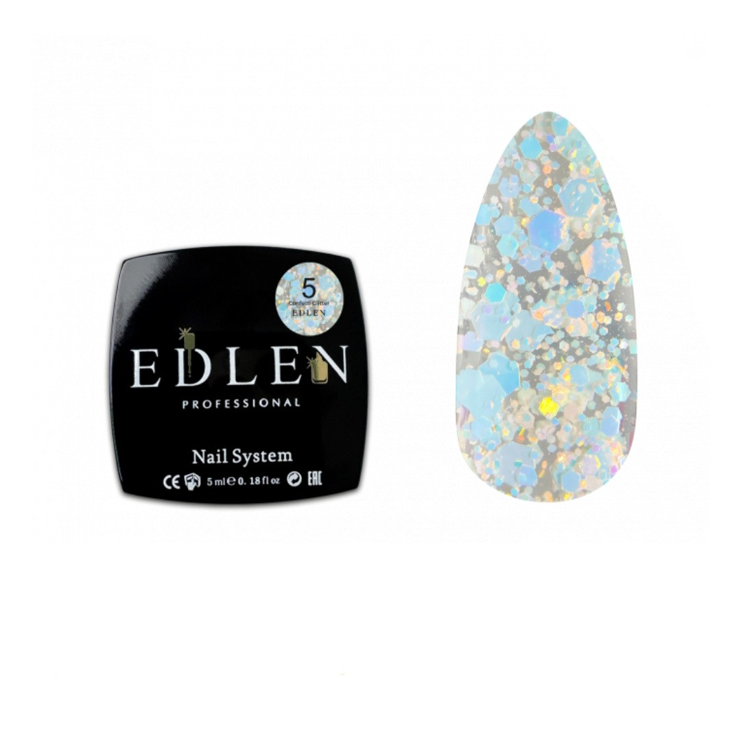 Гель-лак для нігтів Edlen Confetti Glitter №05, 5 мл