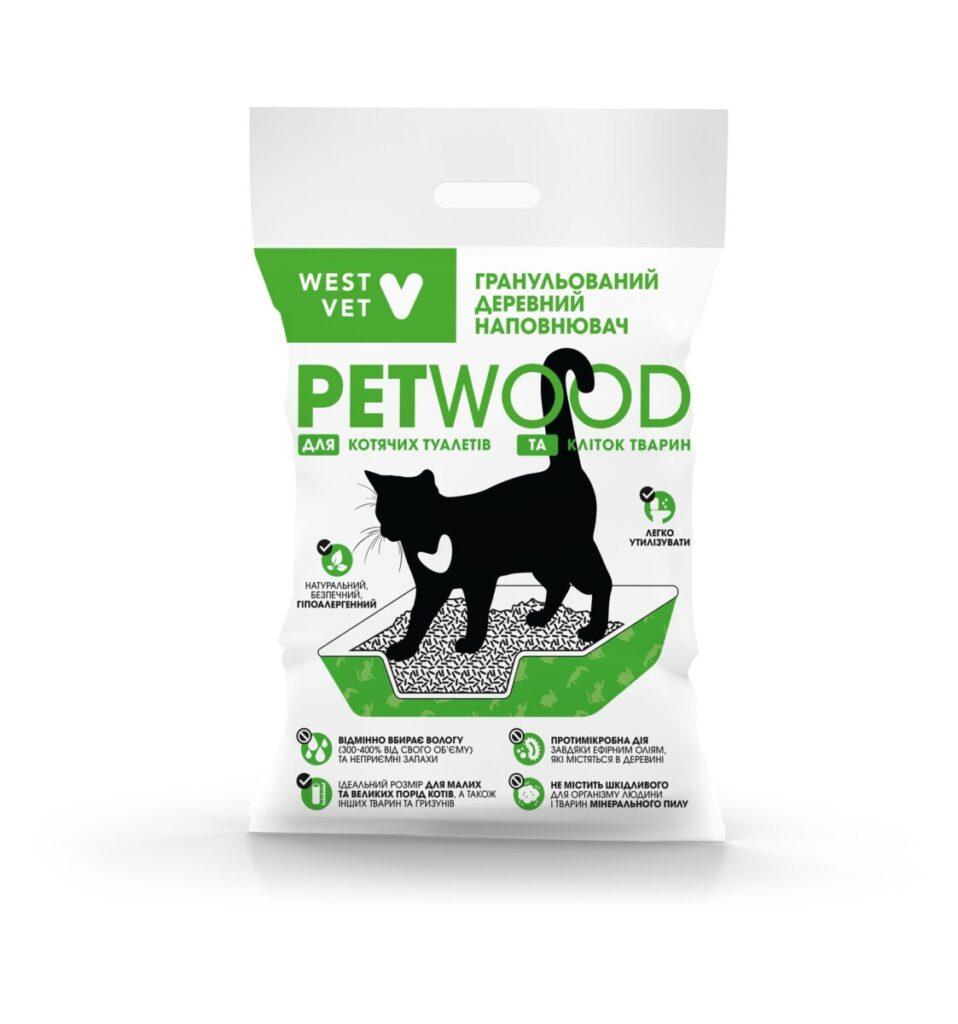 Деревний наповнювач для лотка WEST VET PETWOOD гранульований, 5кг