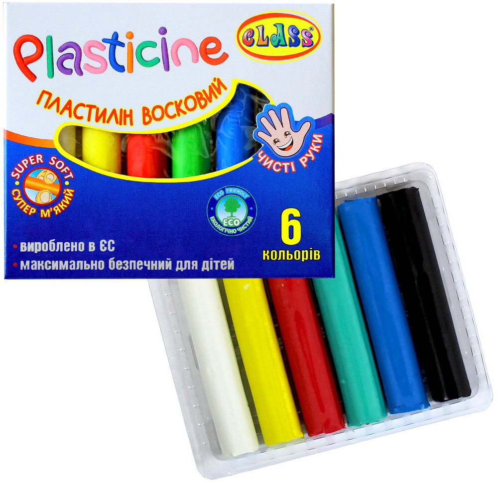 Пластилін Class Чисті руки 6 кол 100 г