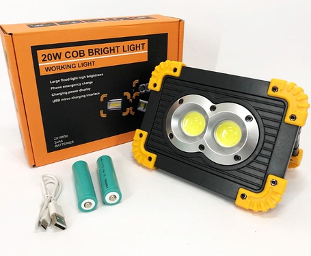 Переносний led ліхтар аккумуляторний прожектор X-Balog 20W з PowerBank для кемпінгу та аварійних ситуацій, фото 1