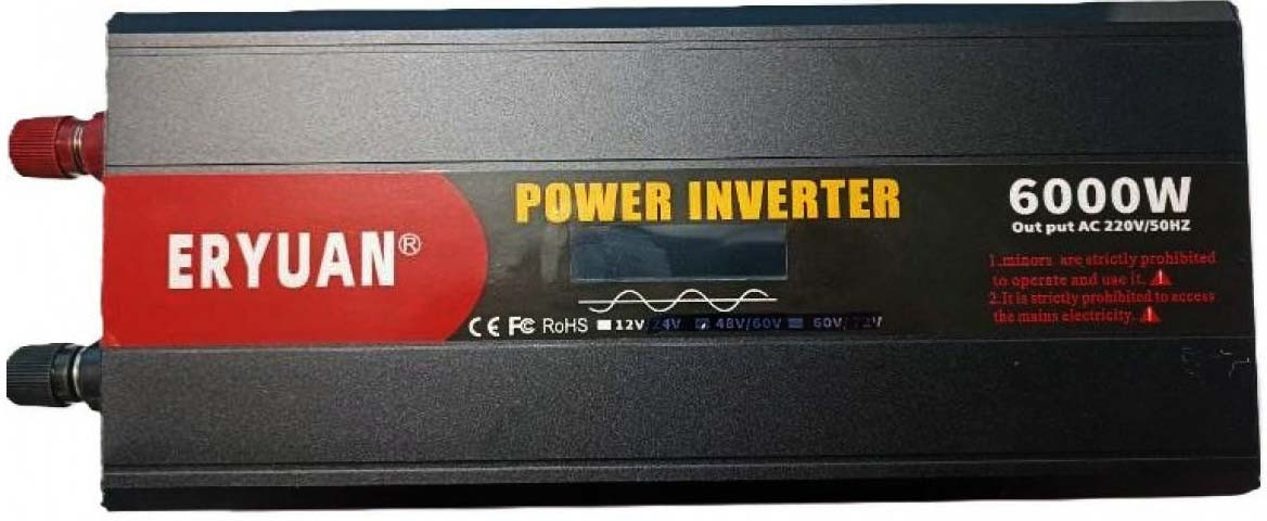 6000W LCD Перетворювач із чистою синусоїдою AC/DC 12v з вольтметром, фото 1