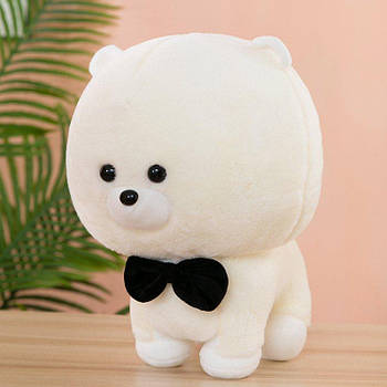 М'яка іграшка "Бішон Фрізе" з чорним бантом, білого кольору, 23см. C30 G-Rich