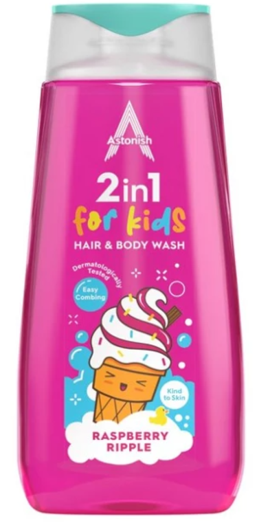 Дитячий шампунь та гель для душу 2в1 Astonish Малинове морозиво, 400 мл, фото 1