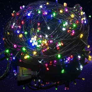 Гірлянда "Бахрома"вулична світлодіодна 100 LED 10 метри чорний дріт Різнокольрова