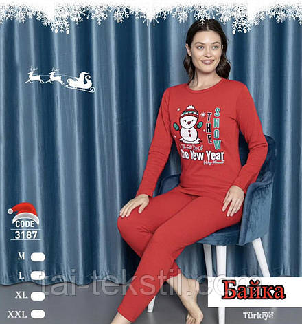 Піжама жіноча бавовна з начосом (байка) M-2XL з 44-до 50 розміру виробник Туреччина, фото 2