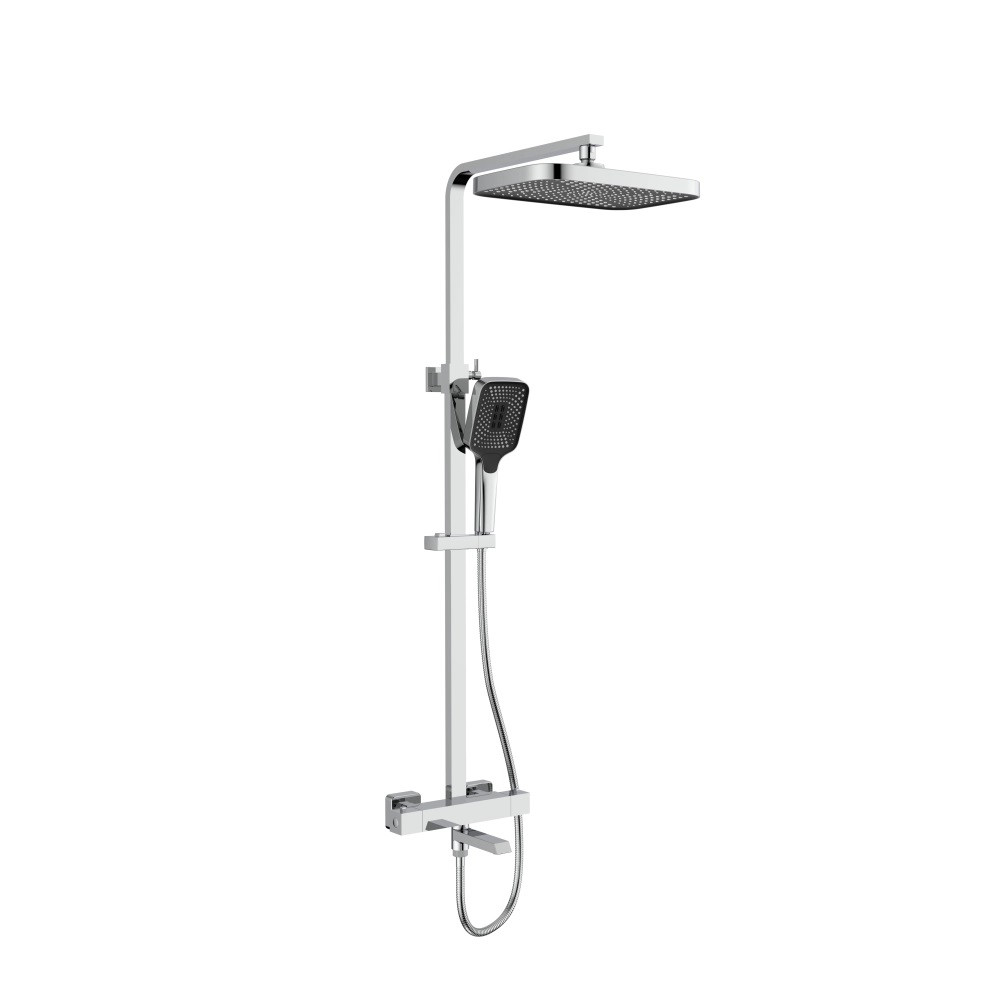 Душова система Qtap Swan Cascada термостатична на три споживачі (з виливом) QTSWA112CRM45902, хром