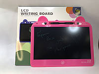 Графічний планшет для малювання ведмедик рожевий 13,5 дюйма на батарейці з двома стилусами