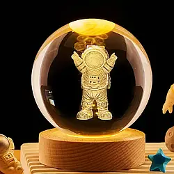 Декоративний 3D нічник кришталева куля Астронавт LS-014051