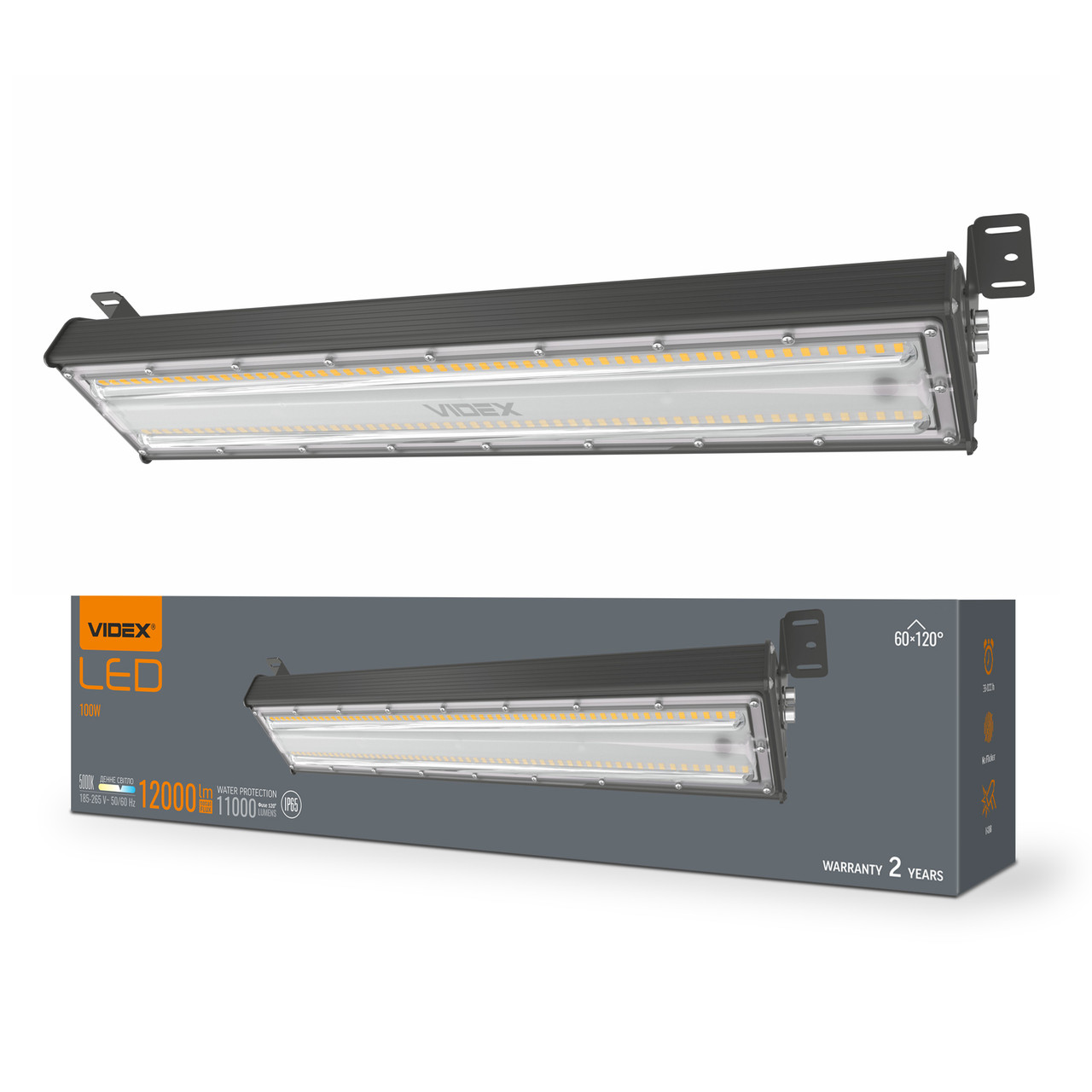 LED світильник висотний лінійний Videx HB022 100W 5000K 220V