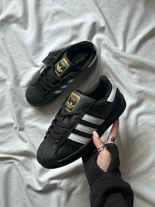 Кросівки Adidas Superstar Black (36-40), Шкіра - фото 1 - id-p2420819403