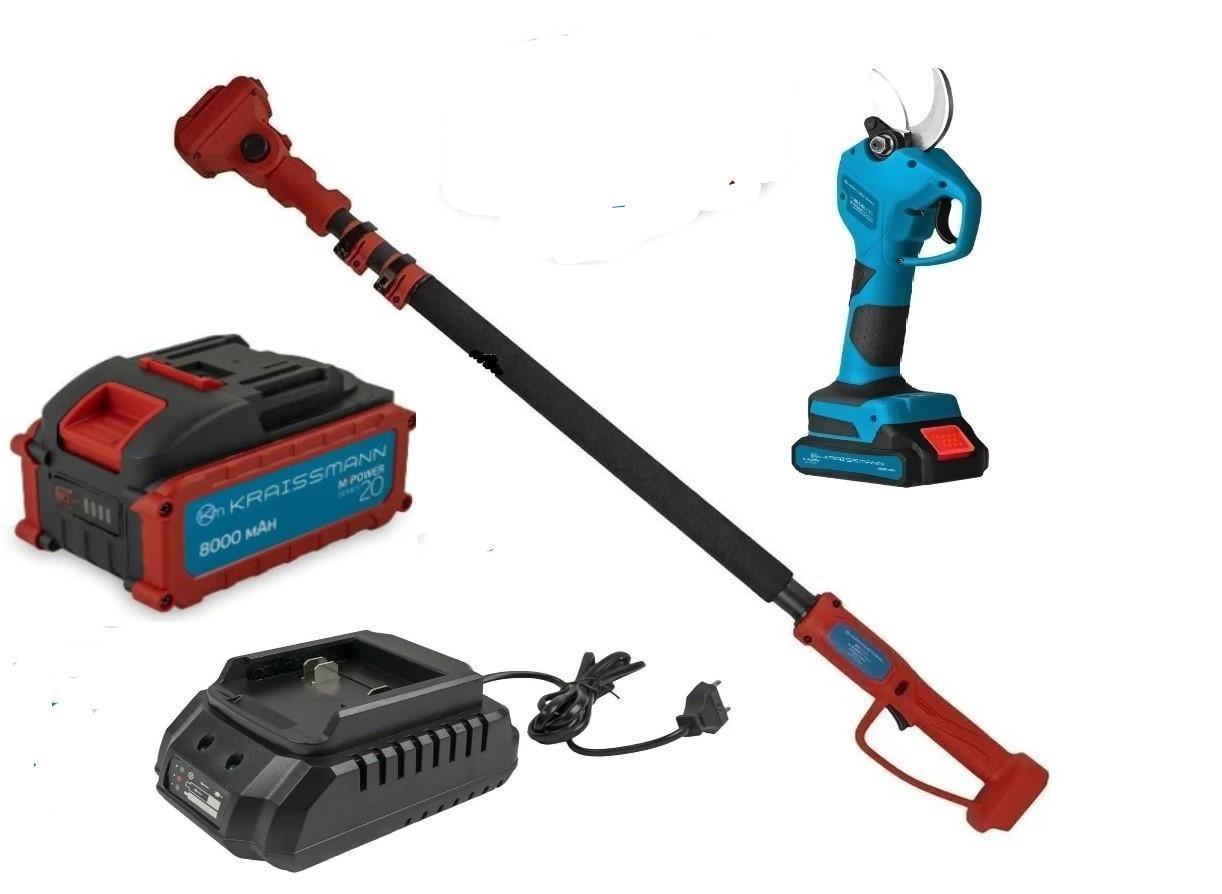 Секатор KRAISSMANN 31 AGS-BL 20/2 подовжувачем KRAISSMANN VS'2000 1.6-2.0 м безщітковий мотор аку 8 А·год з/у