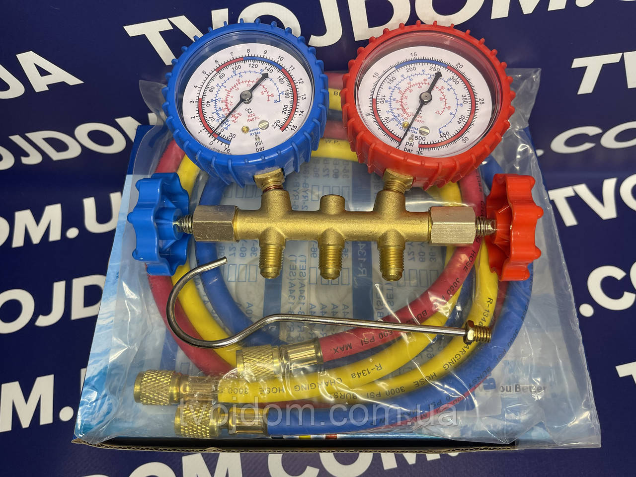 Манометричний колектор CT-636GFS (R-22, R-407, R-404, R-134)+ 3 шланги 0.9м.