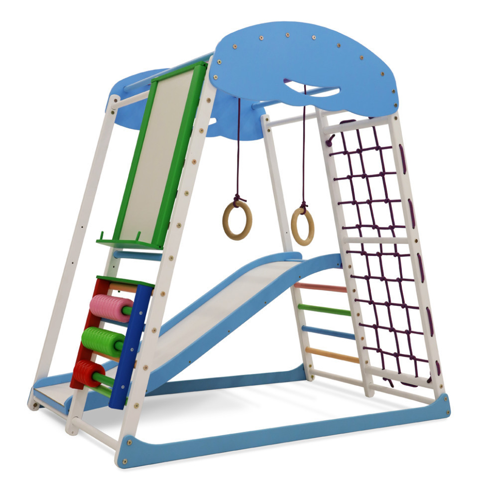 Спортивний дерев'яний комплекс «SportWood Sky Plus 7» різнокольоровий з мольбертом ТМ "SportBaby" (130х124х132 см), фото 1