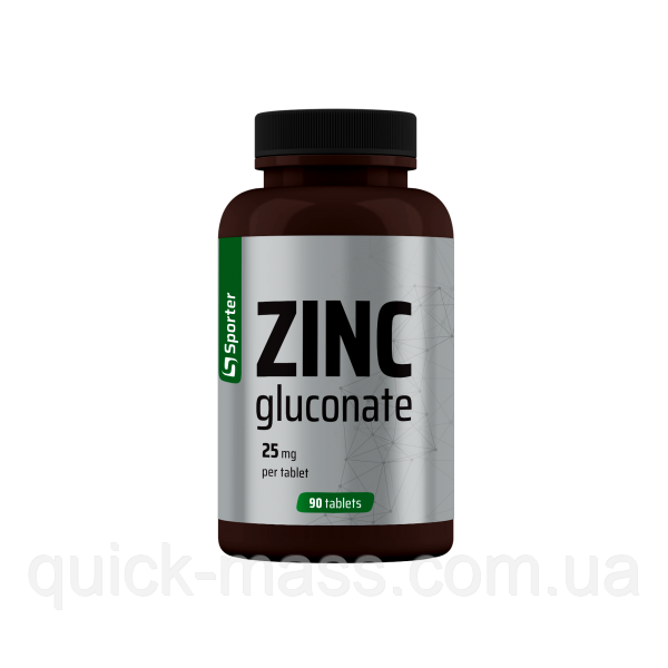 Цинк Sporter Zinc (from Gluconate) 25 мг - 90 таб, фото 1