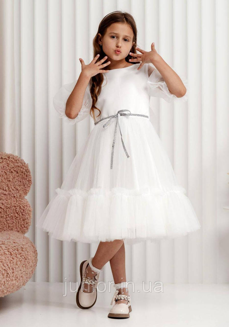 Сукня святкова для дівчинки Ляля Біле 104-146р. Пишна фатинова сукня Біла сукня для дівчинки, фото 1