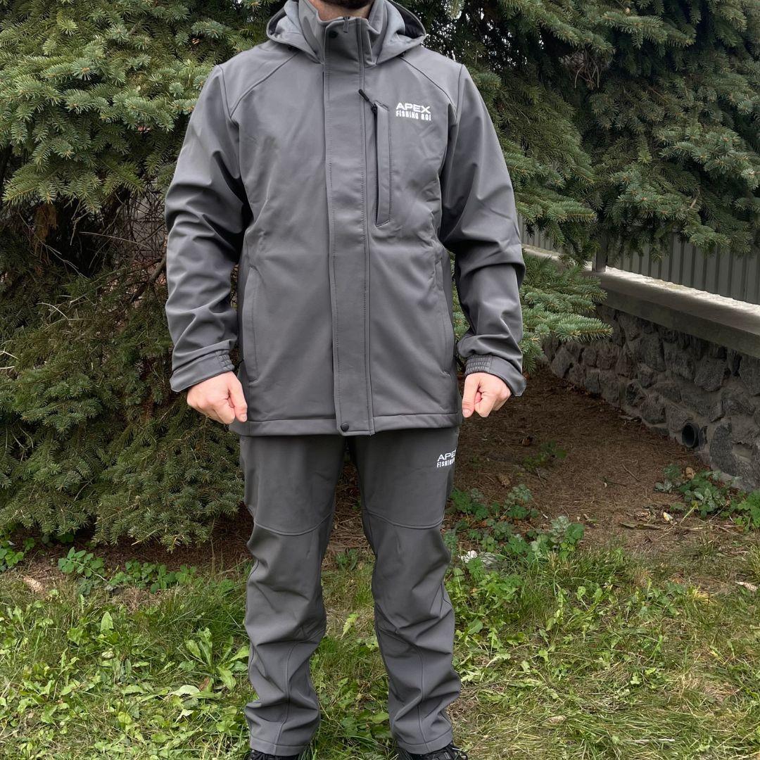 Костюм для риболовлі Apex OUTDOOR Softshell FR сірий XL, фото 1
