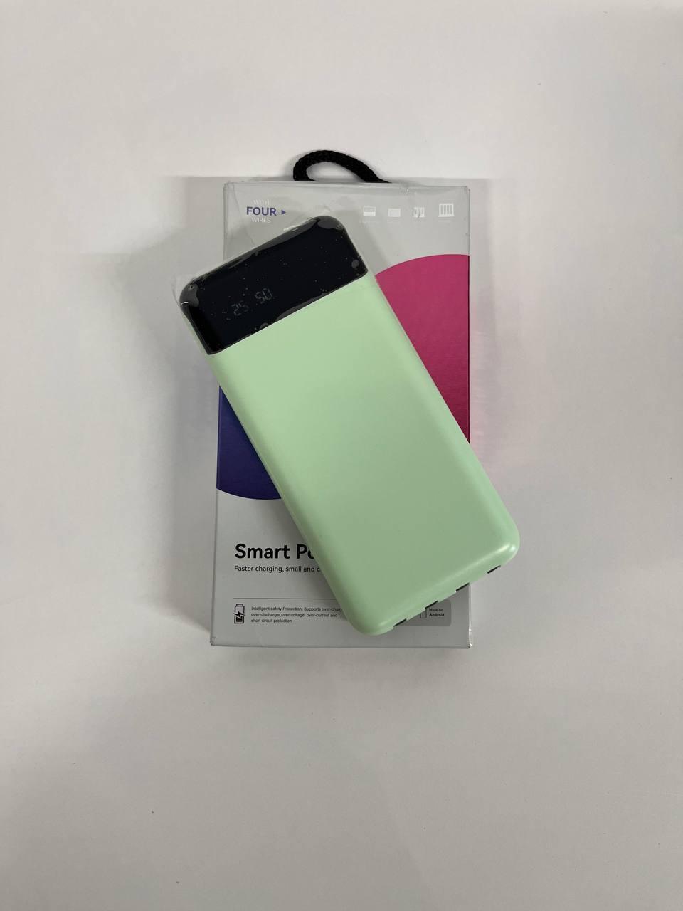 Повербанк із чітким дисплеєм і вбудованими кабелями KT T51X 10000 mAh Бірюзовий, фото 1