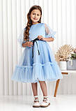Блакитна Сукня пишна для дівчинки 104-146р. Фатінова пишна святкова сукня, фото 3