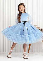 Блакитна Сукня пишна для дівчинки 104-146р. Фатінова пишна святкова сукня