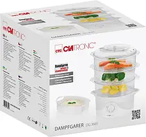 Пароварка Clatronic DG 3665, 3 яруси, 11 л, 800 Вт, white (Германія)
