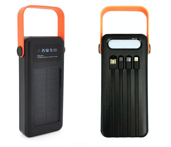 Power bank YM-635 400000mAh Solar Індикатор рівня заряду, для заряджання телефона з вбудованими кабелями, фото 1