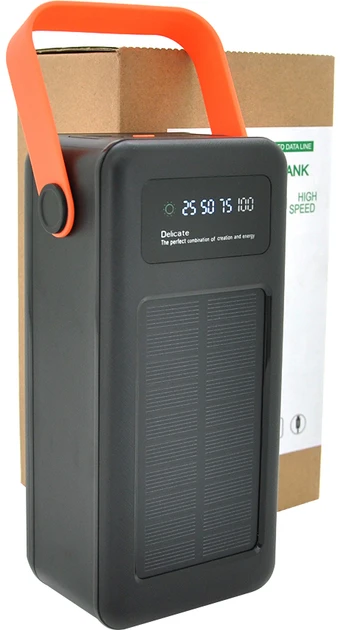 Портативна батарея NEW зовнішня повербанк Power Bank 100000 mAh із сонячною панеллю та ліхтариком, фото 1