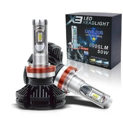 Автомобільні LED лампи H4 6000K/6000LM 50W X3 (Автолампи з активним охолодженням)