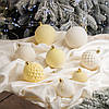 Набір ялинкових іграшок ""Оксамит лимон і білий" Кулі діаметром 6/8/10 см.40.шт, фото 3