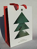 Новорічний пакет 23,5 см х 18 см х 8 см Ялинки, фото 2
