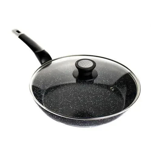 Сковорода з кришкою 20 см темний граніт UNIQUE UN-5143  ⁇  Антипригарна сковорода  ⁇  Гранітна сковорода, фото 1