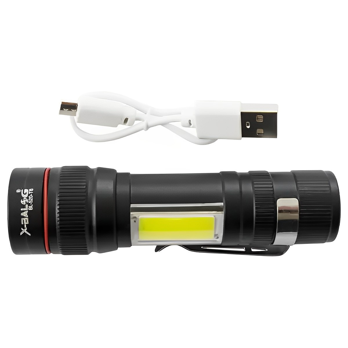 Ліхтарик ручний акумуляторний Bailong BL-520 T6 + COB, фото 1