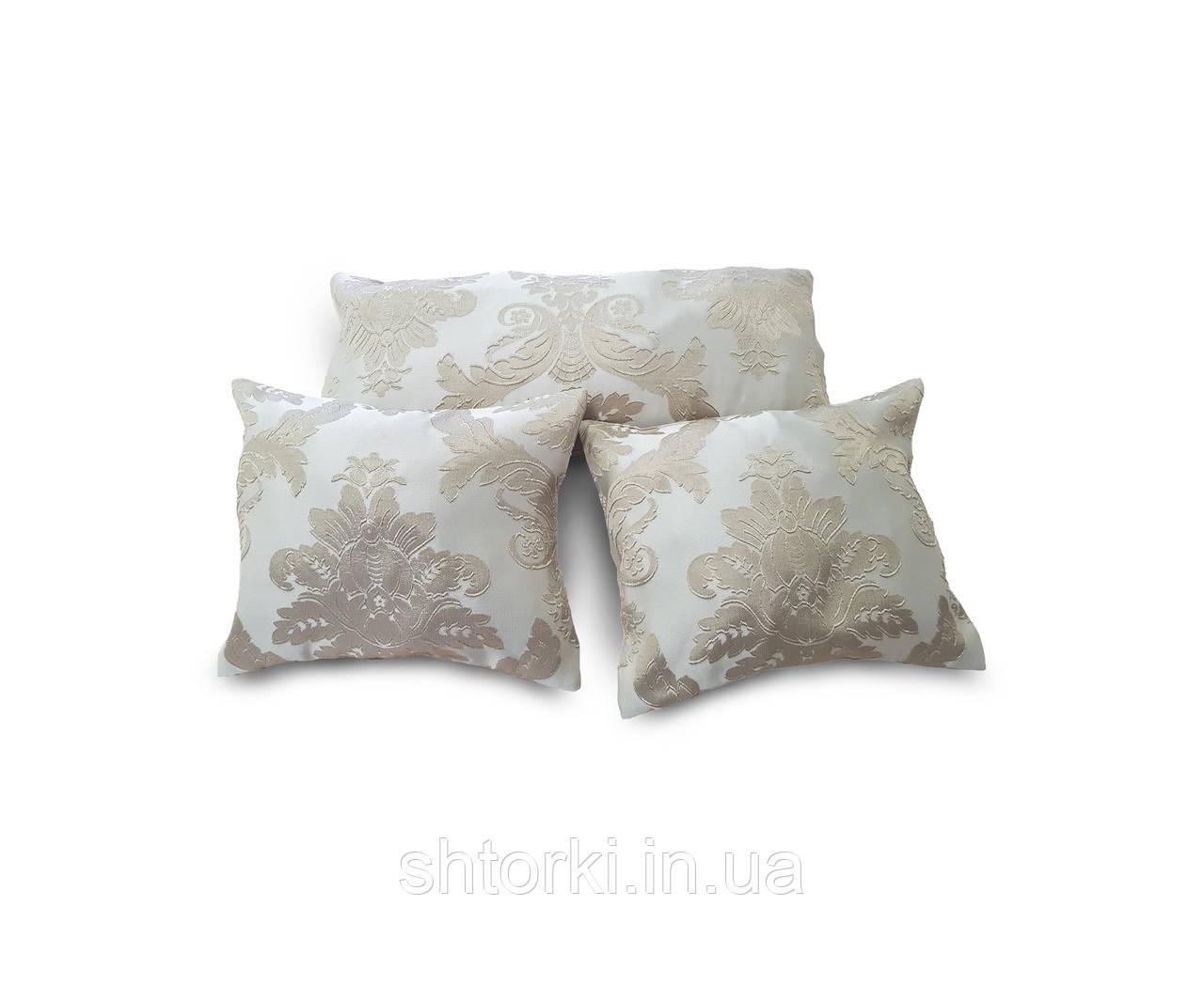 Комплект декоративних подушок Firanka Damask 50х25см 1шт 30х25см 2шт молочні з бежевим (п_0321)