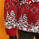 Светр чоловічий новорічний джемпер під горло лижник XL червоний, фото 5