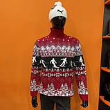 Светр чоловічий новорічний джемпер під горло лижник XL червоний, фото 7