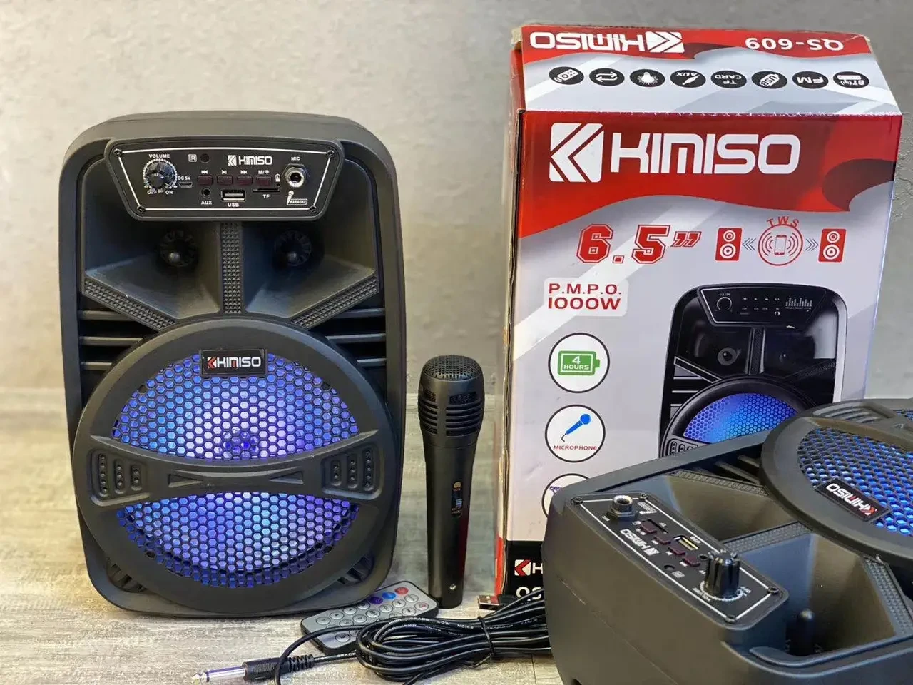 Колонка сабвуфер KIMISO QS-609 з підсвіткою і мікрофоном, фото 1